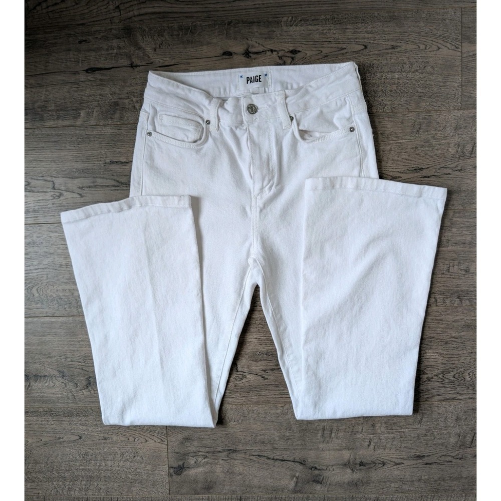 PAIGE Women's White Denim High Waist Laurel Canyon Flare Bootcut Jeans Size 26